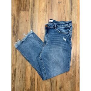 Vervet Plus Size 18W Distressed Cropped Jeans Raw Hem Stretch Denim